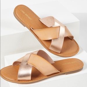 CRISSCROSS SHIMMER SLIDE SANDAL